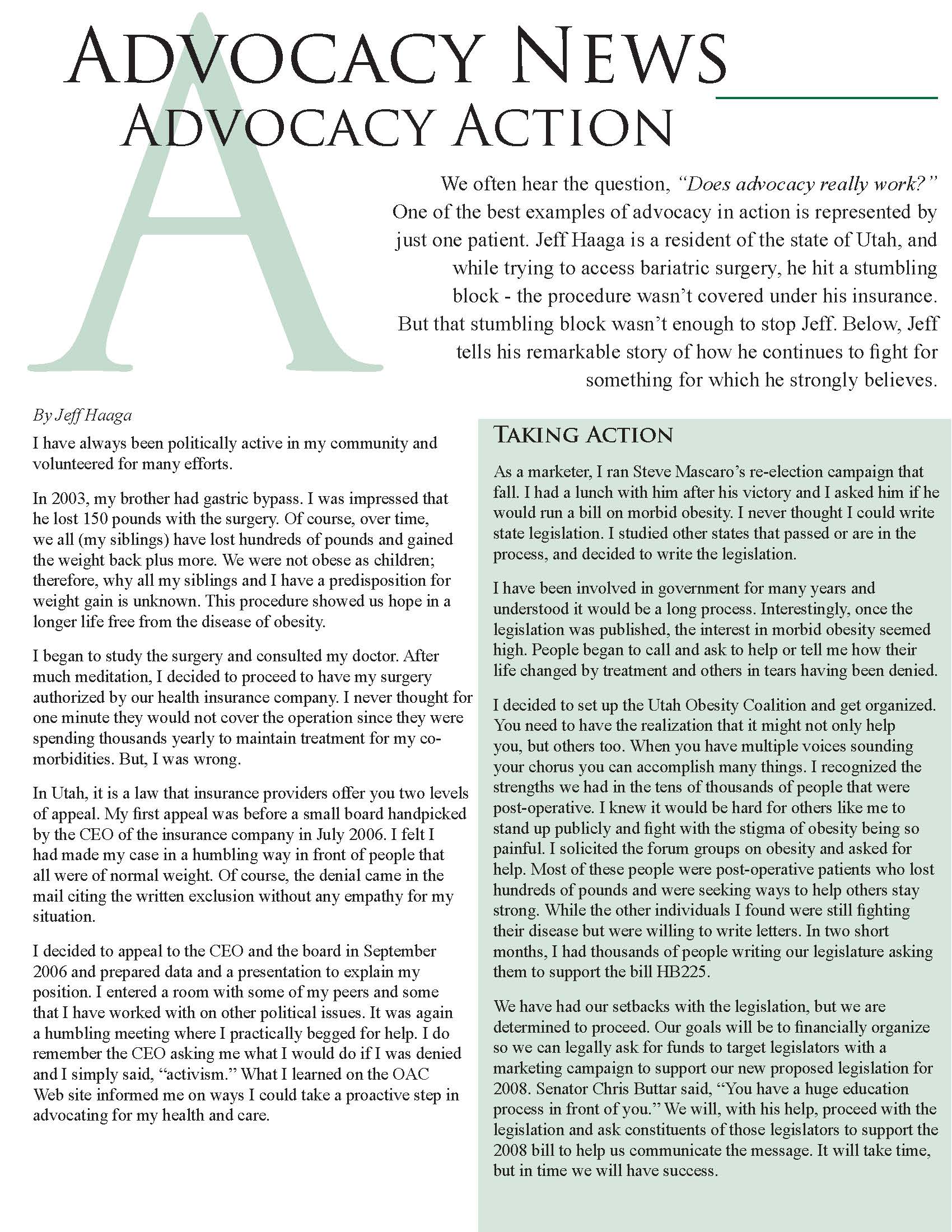 Taking Action - Obesity Action Coalition