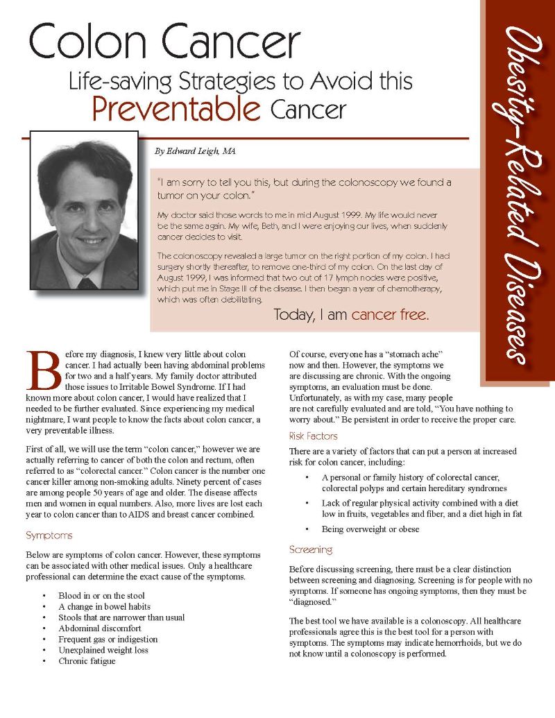Colon Cancer Life Saving Strategies To Avoid This Preventable Cancer Obesity Action Coalition