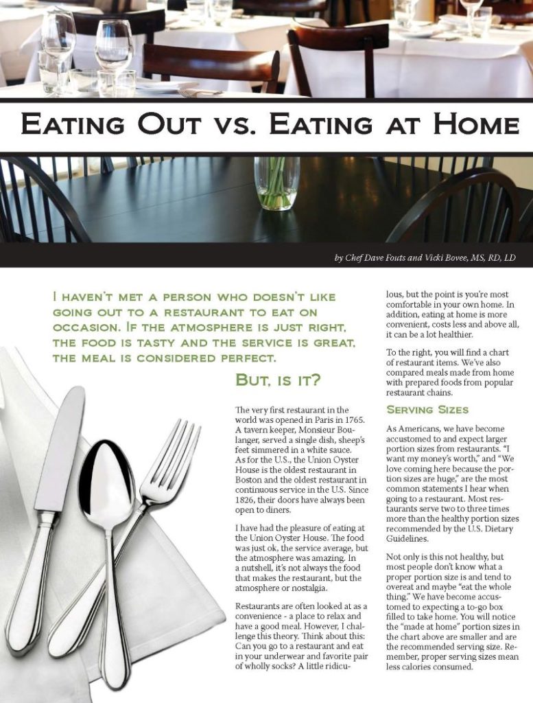 essay about eating at home vs. eating at a restaurant