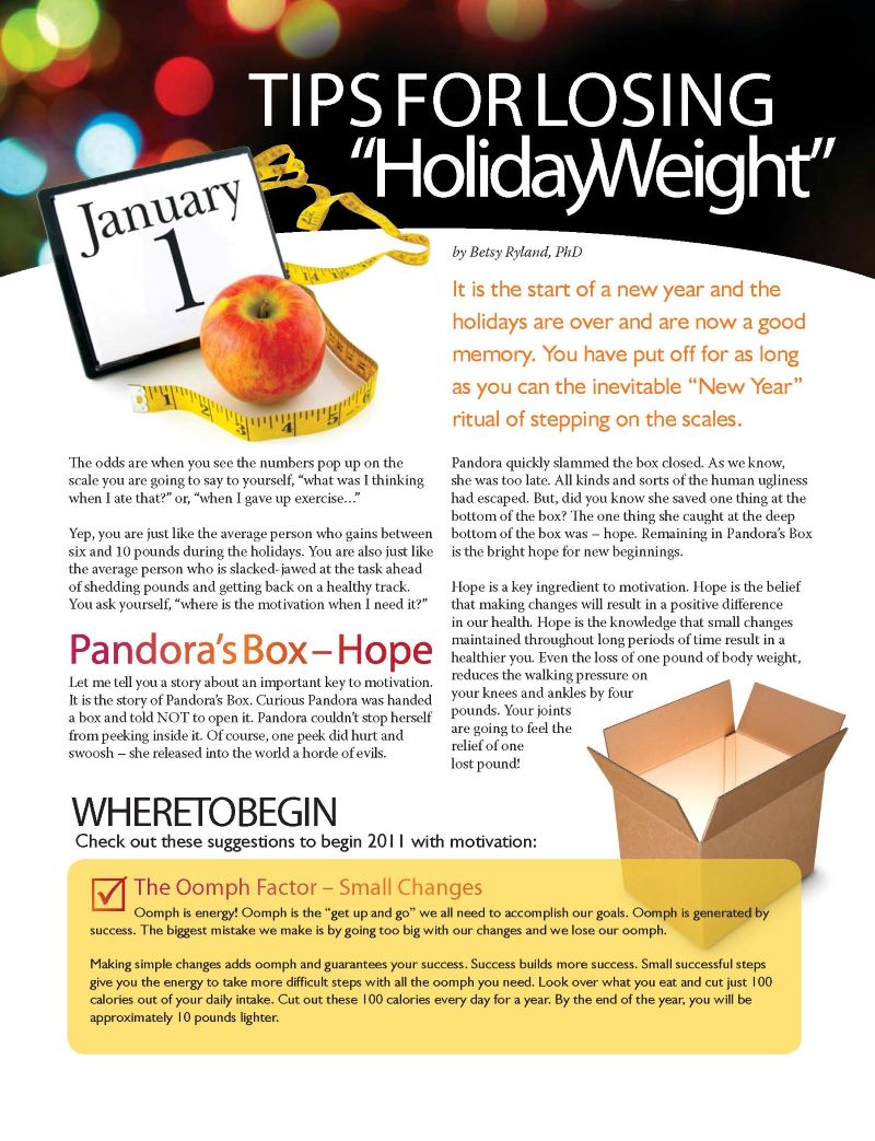 TIPS FOR LOSING “Holiday Weight” - Obesity Action Coalition