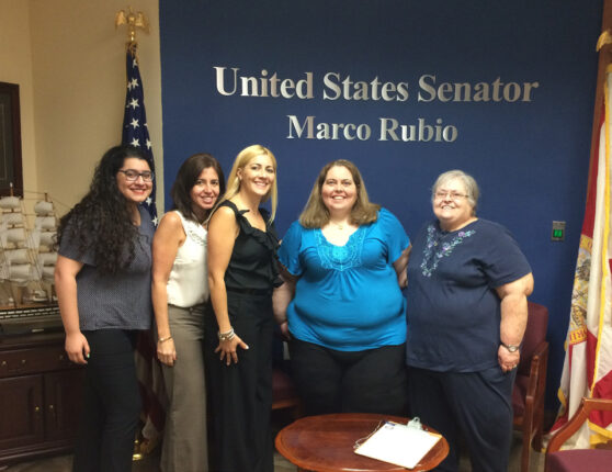 Sarah and her mom meet with the staff of their U.S. Senator, Marco Rubio.