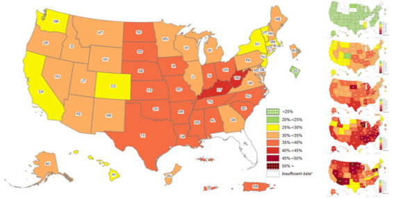 The CDC 2021 Adult Obesity Prevalence Map