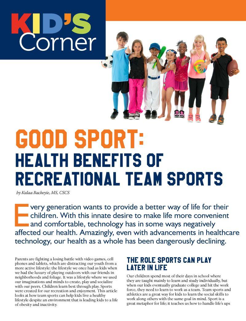 kid's corner - good sport: health benefits of recreational team